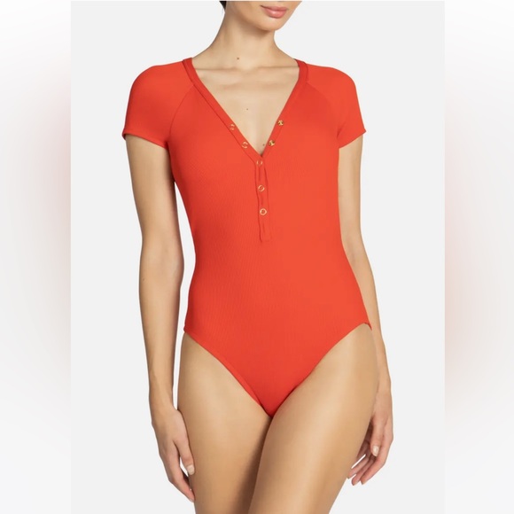 Robin Piccone Amy short Sleeve swimsuit, sz 6 - Picture 1 of 11
